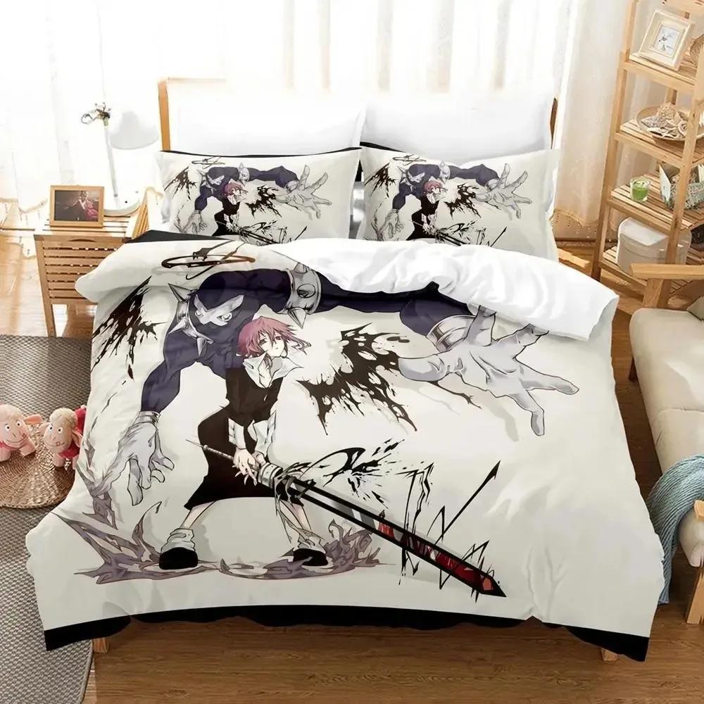 Ny 3D Tecknad Soul Eater Sängklädesset Enkelt Twin Full Queen King Size Sängset Vuxen Barn Sovrum Påslakanset Hemtextilier