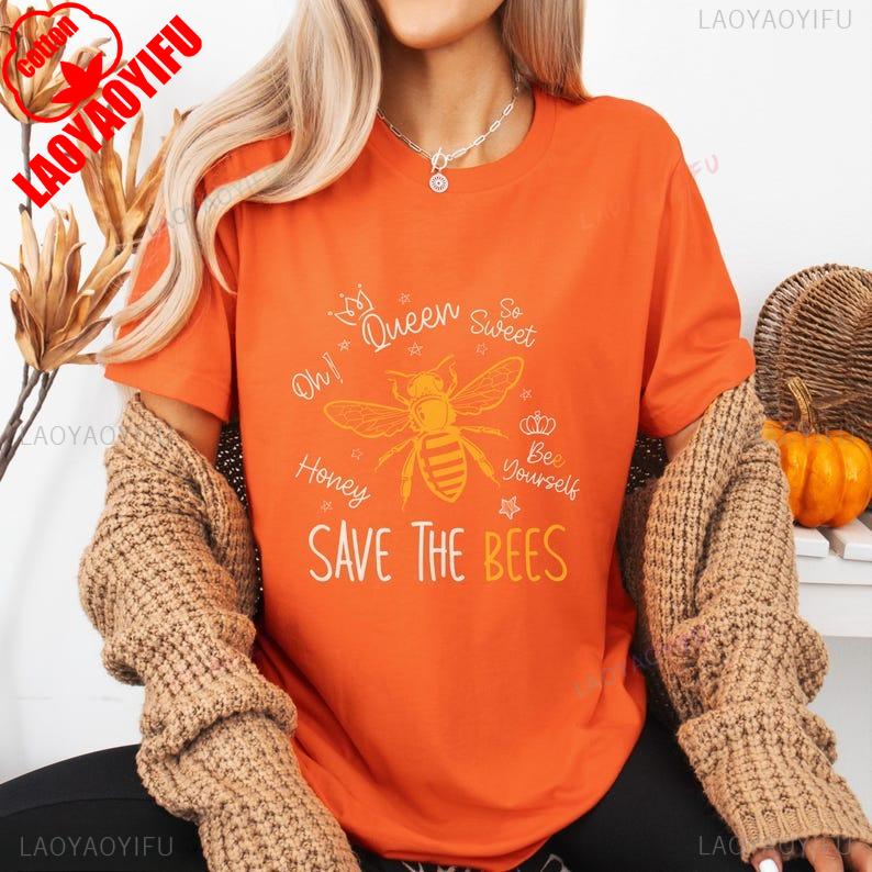 Save The Bees Unisex Softstyle Bee Lover Gift Gardening Earth Day Apparel Cute Funny Tshirt for Man Woman Shortsleev S