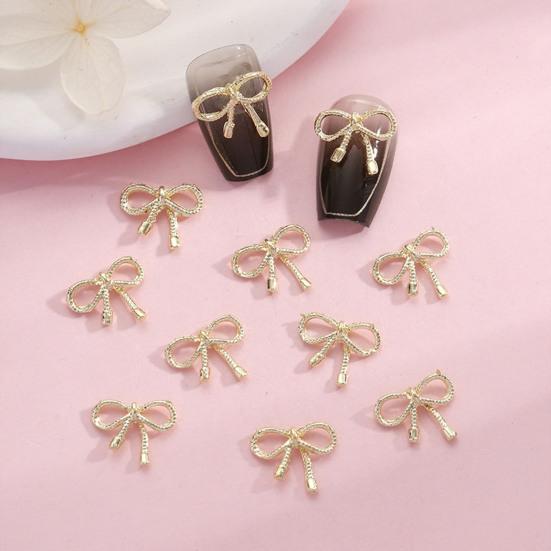 20Pcs Nail DIY Jewelry Hollow 3D Braid Art Bow Exquisite Alloy Japanese Nail Charm Decor
