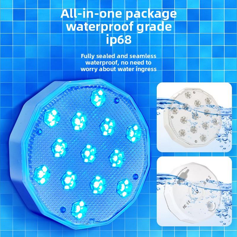 Submersible LED Pool Light 2 Pack Rechargeable IP68 Waterproof 16 Color Remote Underwater Lamp for Tub Vase Party