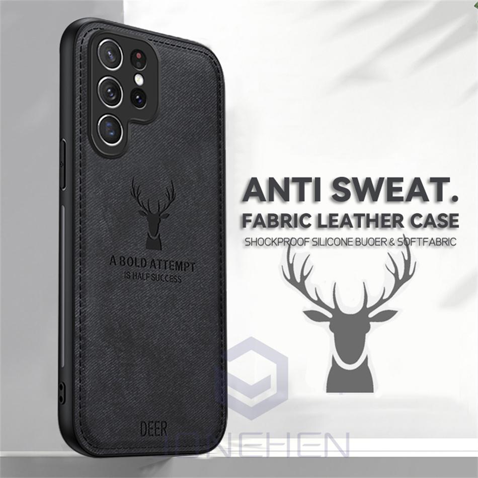 Leather Deer Case For Samsung Galaxy S8 S9 S10 S20 Note 8 9 10 Plus 20 S21 S22 S23 S24 Ultra Shockproof Soft Cover