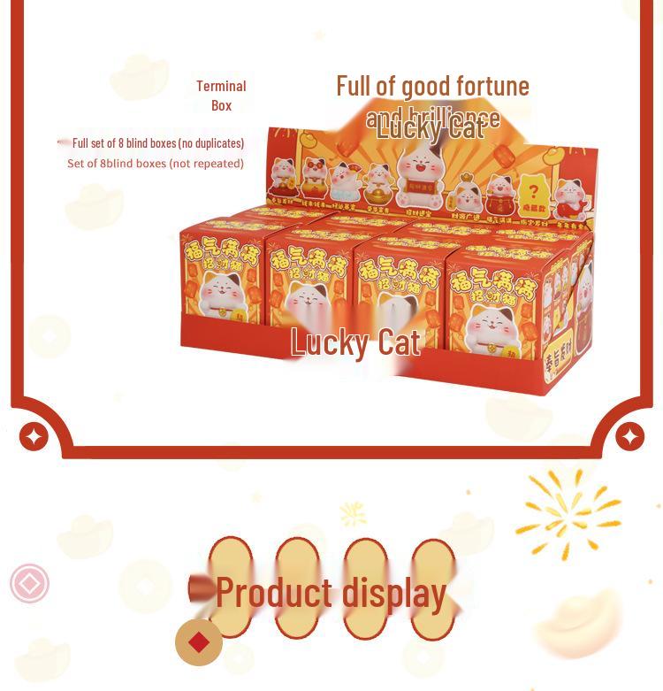 Blessings Beckoning Cat Blind Box: Wealth & Treasure Design Desktop Ornament Gift