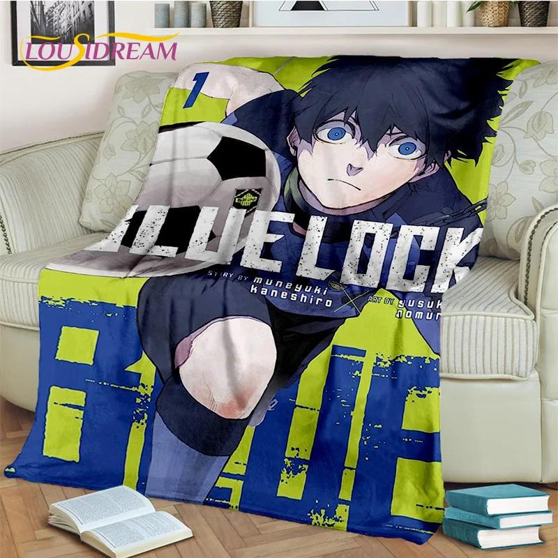 3D Blue Lock Cartoon Football Anime Blanket,Soft Throw Blanket for Home Bedroom Bed Sofa Picnic Travel Office Cover Blanket Kids