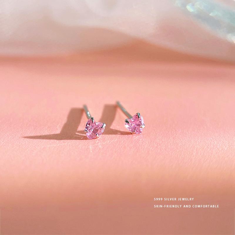 Mini náušnice s růžovými diamanty pro ženy na spaní  Vynikající  Kompaktní  Hypoalergenní  a pro propíchnuté uši
