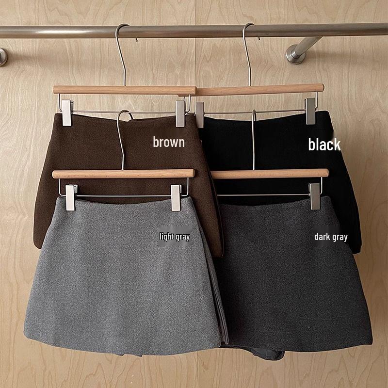 Retro High-Waist Wool A-line Skort with Side Zipper M чёрный