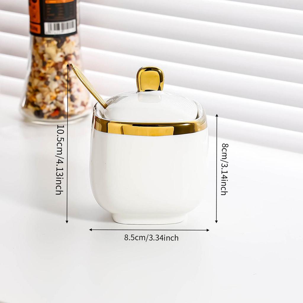 Light Luxury Ceramic Seasoning Jar Set - Moisture-Proof Condiment Storage for Salt & MSG