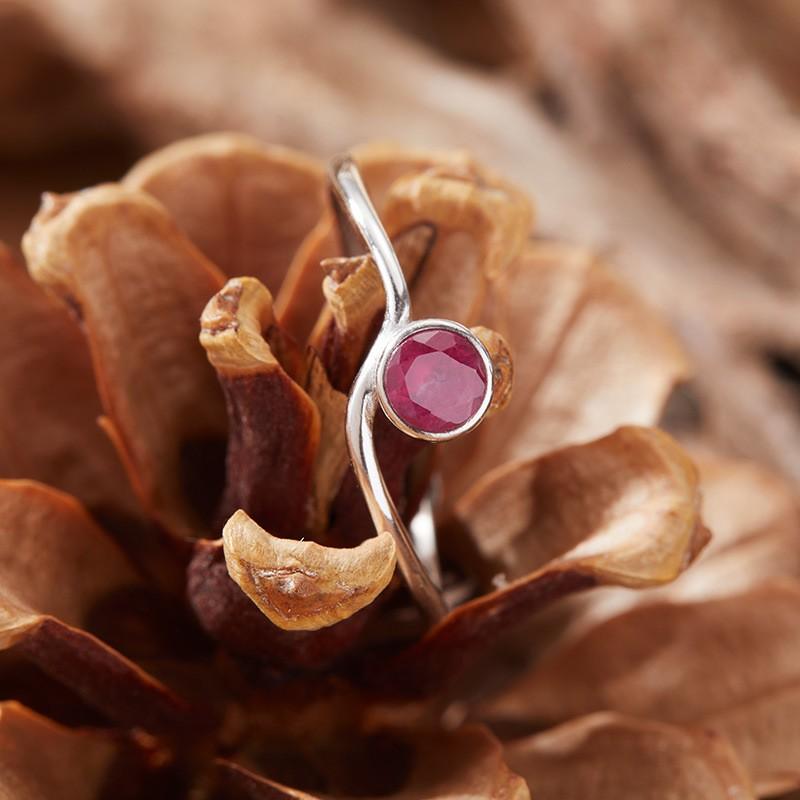 Womens Natural Amethyst Citrine Garnet Ring Geometric Jewelry