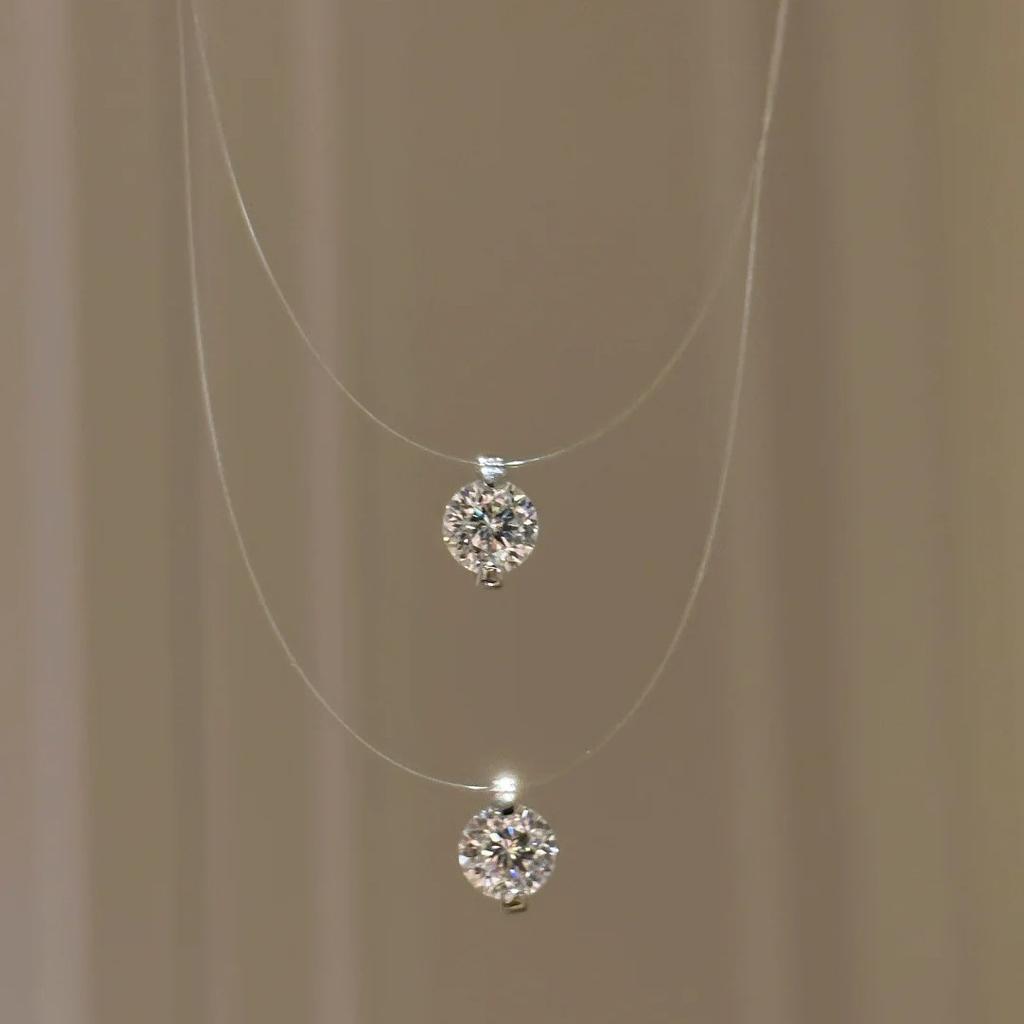 Colar de Zircônia Lágrimas de Sereia Feminino Coreano Simples Versátil Corrente de Pesca Clavícula