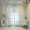 Embroidery Window Sheer Curtain, Embroidery Tulle Curtain, Three-dimensional Embroidery European Window Curtain Tulle Curtain Rod Pocket Window
