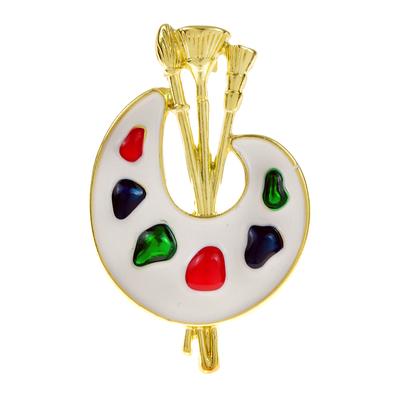 New Art Enamel Watercolor Palette Brush Brooches For Women Creative Pin Coat Jewelry Alloy Material
