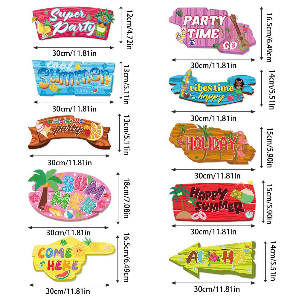 Hawaii Summer Themed Beach Party Paper Cartoon Pattern Signage Props Decoration