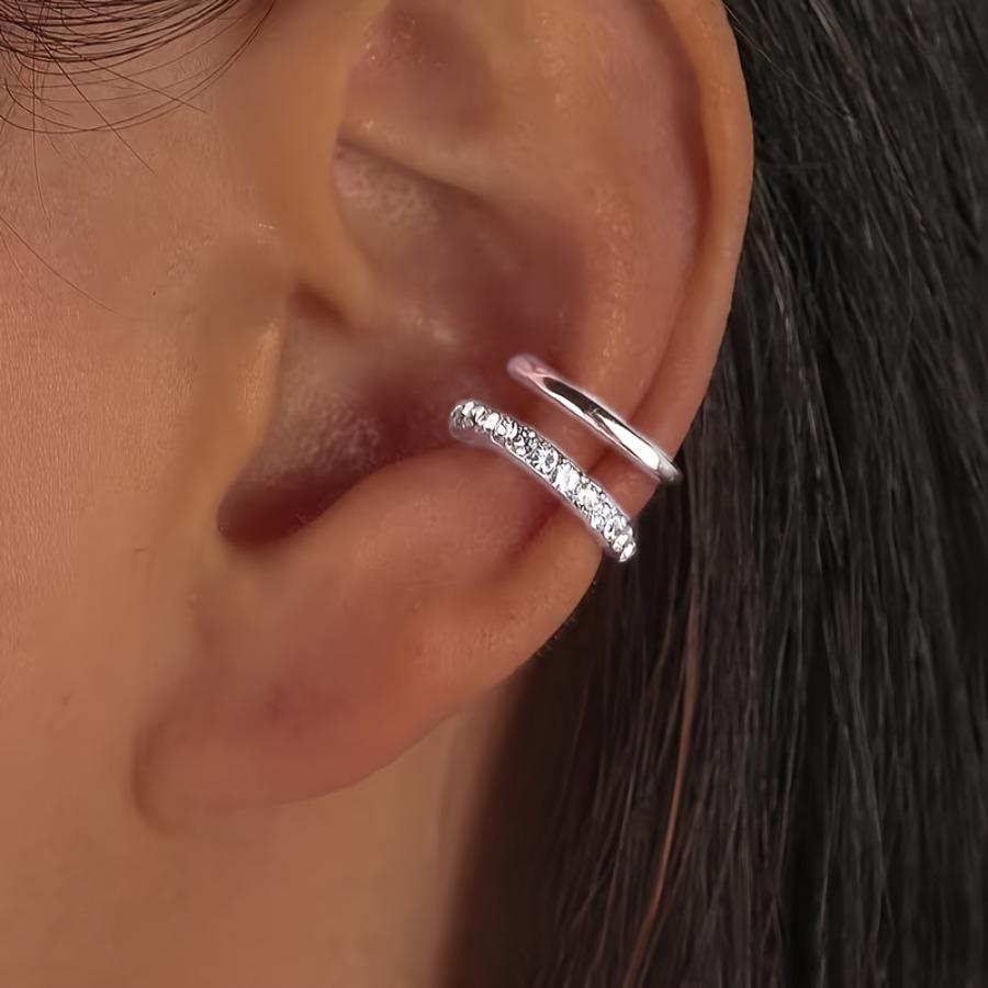 Minimalist Line Dual C-Shaped Ear Clips Personalized Double-Layer U-Shaped No-Piercing Ear Clips for Daily Wear