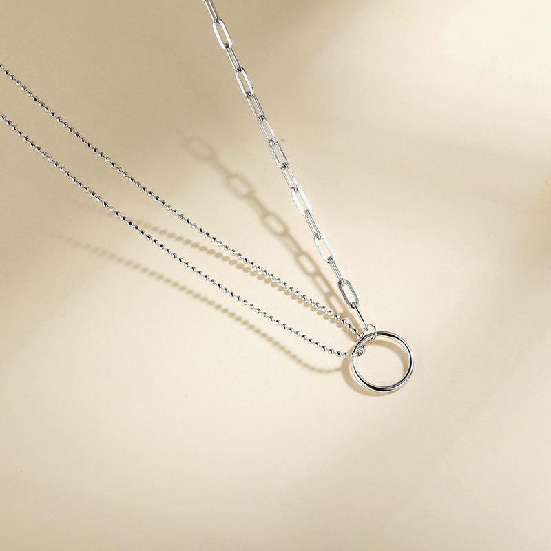 Ring Necklace Geometric Clavicle Chain Simple Design Sense Double-layer Round Bead Chain New Women's Style