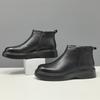 Leather Black Leather Boots Autumn and Winter Velvet Cotton Shoes Martin Boots