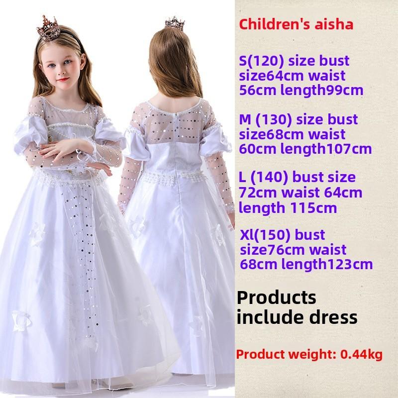 White Queen Costume For Children With Polyester Fabric For Theatrical Performances