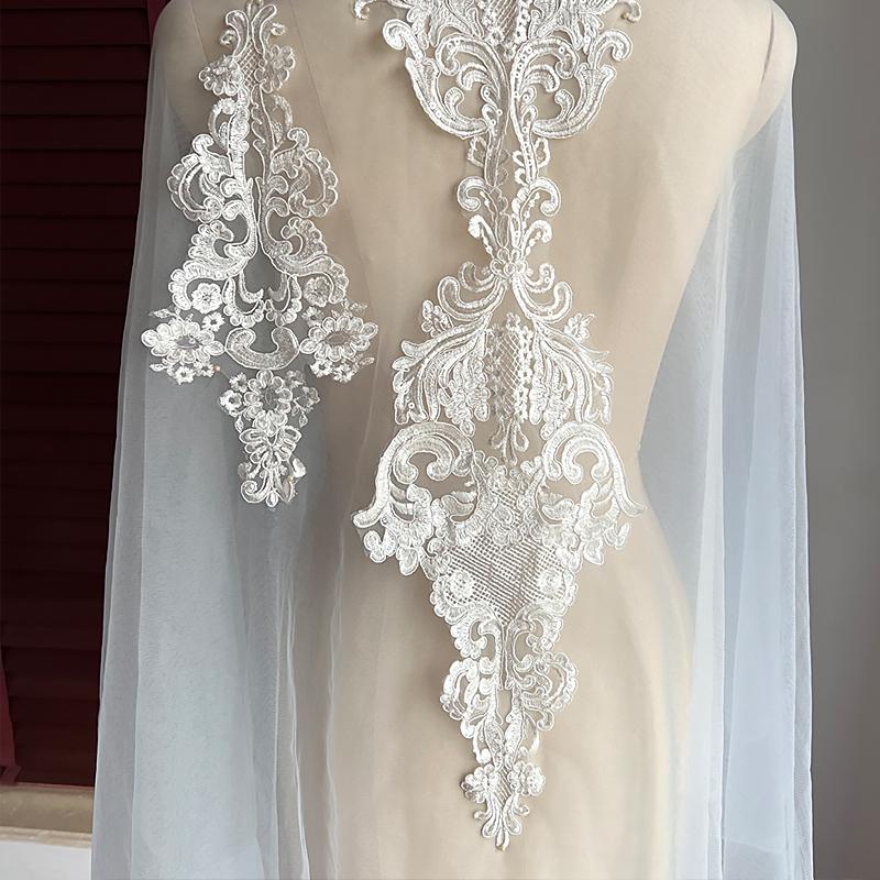 1Pc Applique Wedding Dresses Rayon Fabric Stickers Diy Handmade Lace Flower Accessories Fabric Stickers Bedding