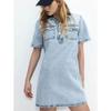 Summer New Women clothes Cotton Blended Fold Collar Short sleeve A Word Shirt Style Demin dress 1274311