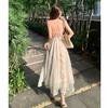 Pure desire wind neck strap suspender dress women's summer seaside vacation French backless high-end white dress