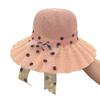 Straw Hat With Polka And Bow Design For Sun Protection Summer Beach Fashion