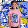 Digimon Ishida Yamato X Gabumon Anime Print Boys Girls Cotton T Shirt Casual Short Sleeve Top Kids Summer Clothes
