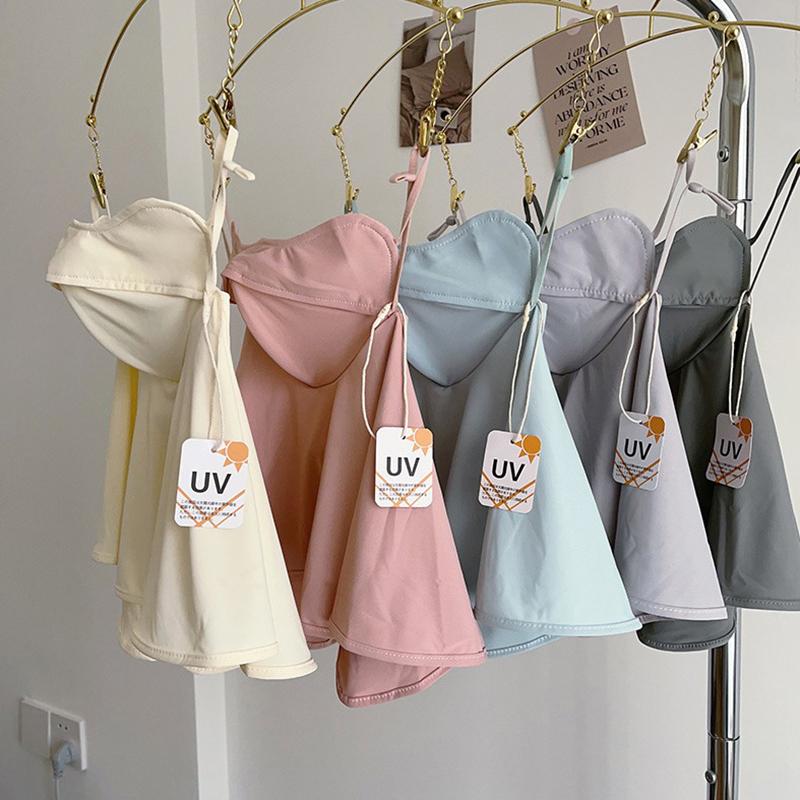 Solid Color Ice Silk Mask Sun Proof Uv Protection Face Scarves Windproof Breathable Face Shield Summer