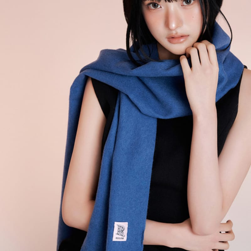 

RECLOW RECLOW LAND 100% Cashmere Muffler Blue FREE