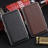 Black Leather Slim Cigarette Case with Rubber Band - Holds 20, Men's Portable and Stylish Smoking Accessory