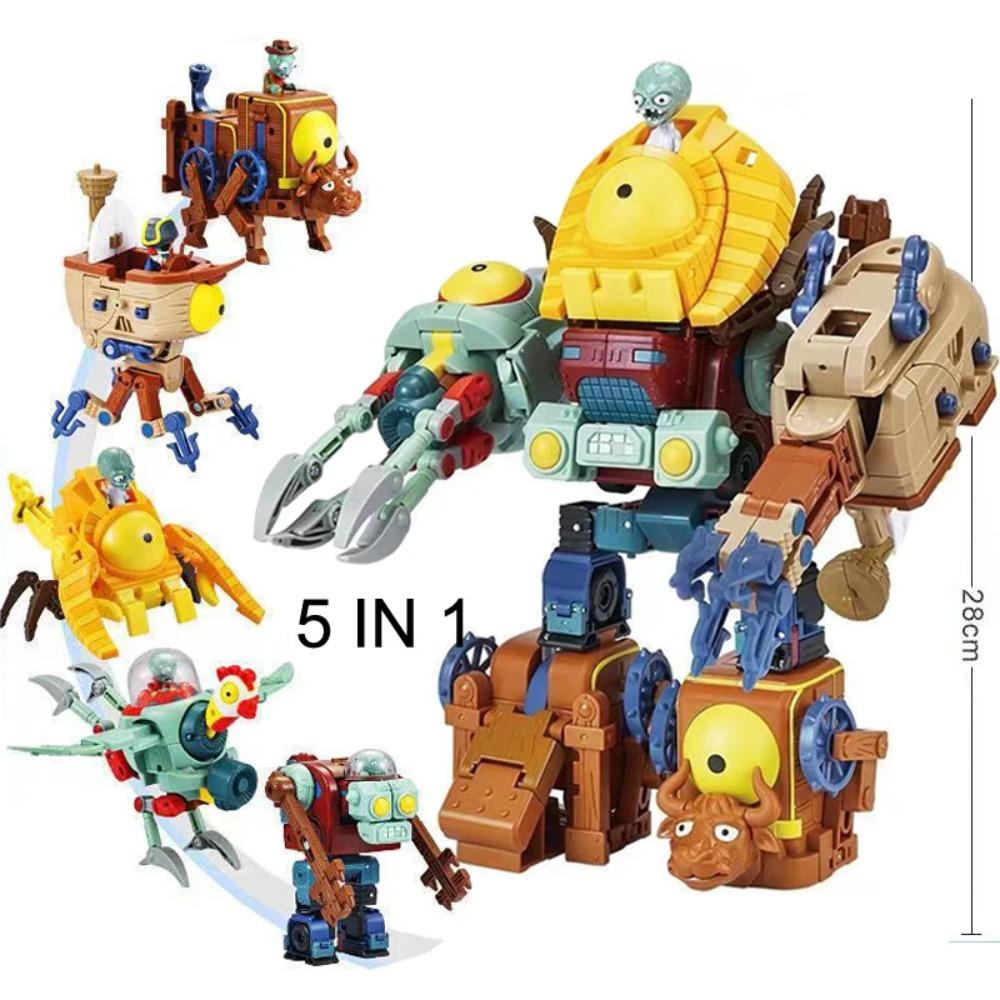 Plants vs. Zombies Boss Robot Melon-pult Chomper Action Figure Model Set PVC Deformation Doll Toys for Gift