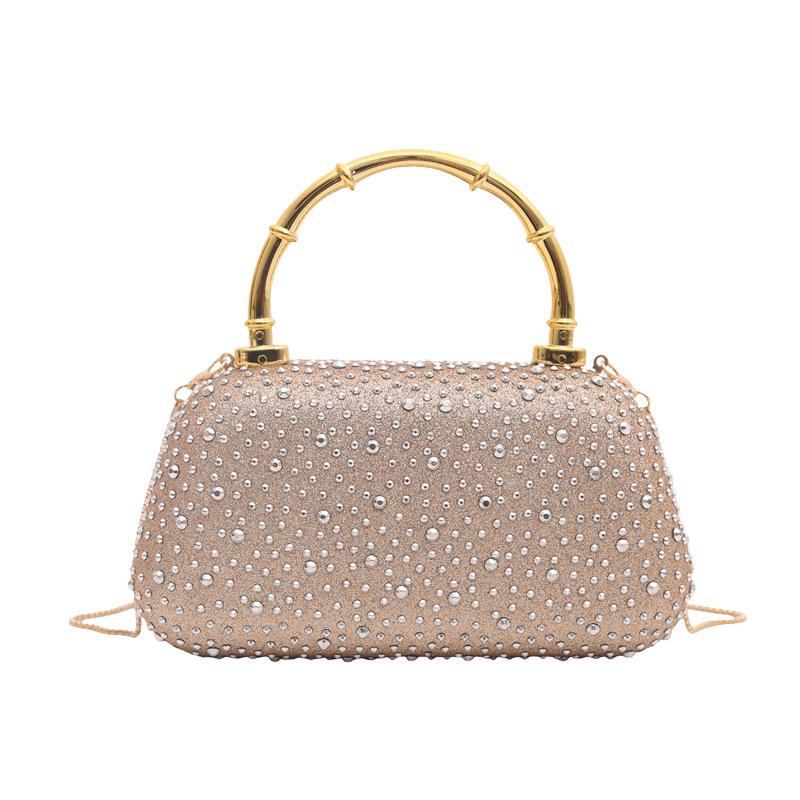 New European and American fashion women's shiny rhinestone decorative handbag fashion temperament chain messenger dinner bag