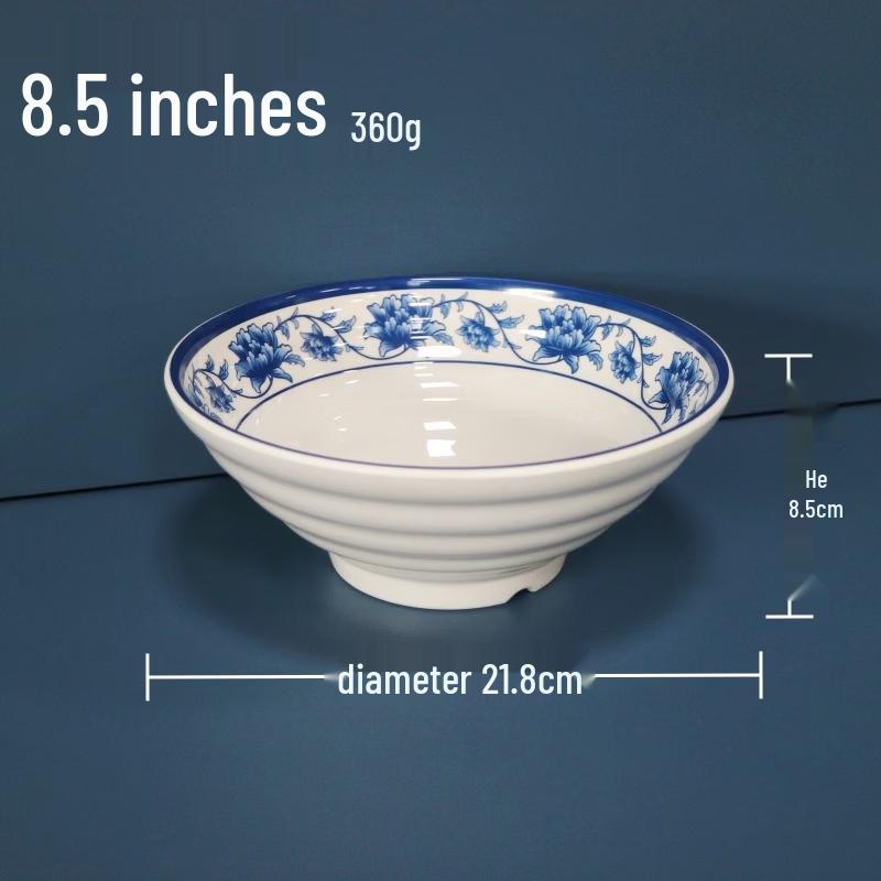 

ZISIZ Blue & White Melamine Noodle Bowl Set