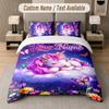 Unicorn Theme Custom Text Or Name 3Pcs Bedding Set 1 Flat Sheet & 2 Pillowcases Personalized Home Bedding