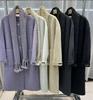 2025 Autumn/Winter Korean Style Mid-Length Double-Sided Cashmere Wool Coat with Scarf