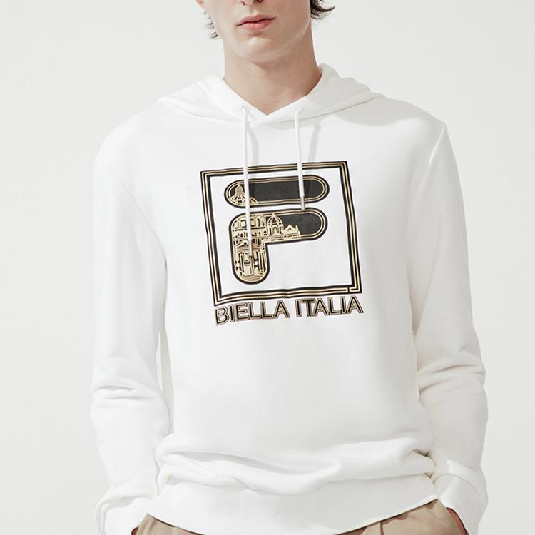 Fila Logo-Aufdruck Kordelzug Hoodie Herren Oberteile Weiß F11M018206F-WT