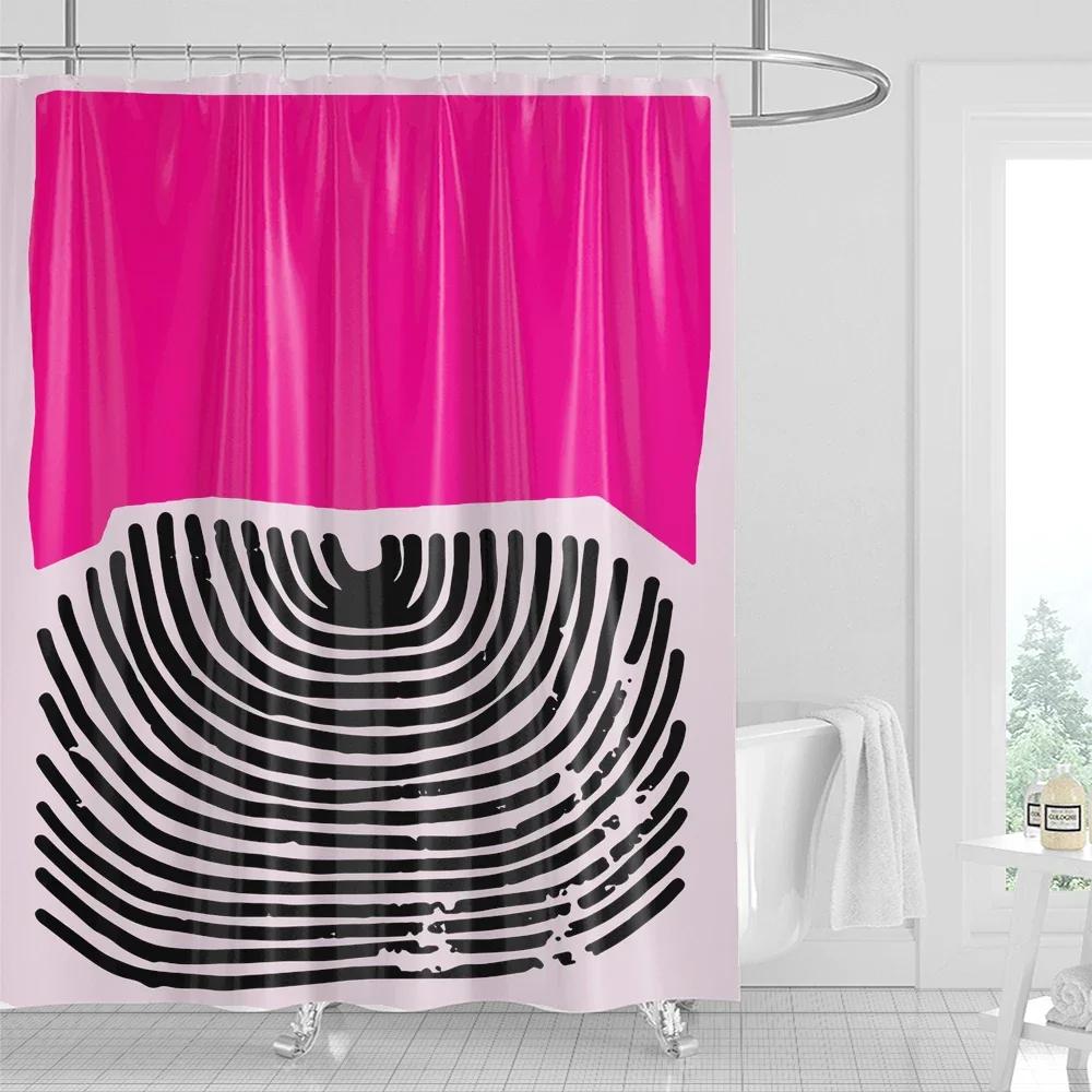 Bathroom Nordic Abstract Painting Shower Curtain Medieval Minimalist Art Polyester Fabric Shower Curtain 180 * 180CM with Hooks