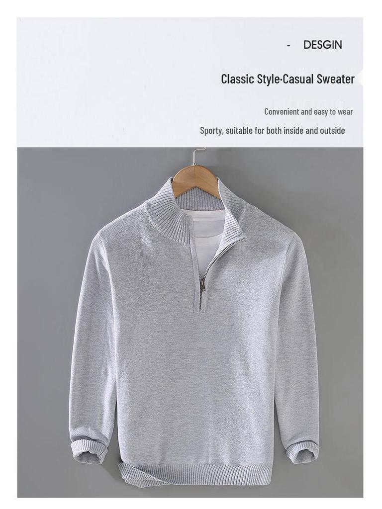 Men's Zippered Stand Collar Cardigan - Autumn/Winter Fashion, Korean Style Knitwear