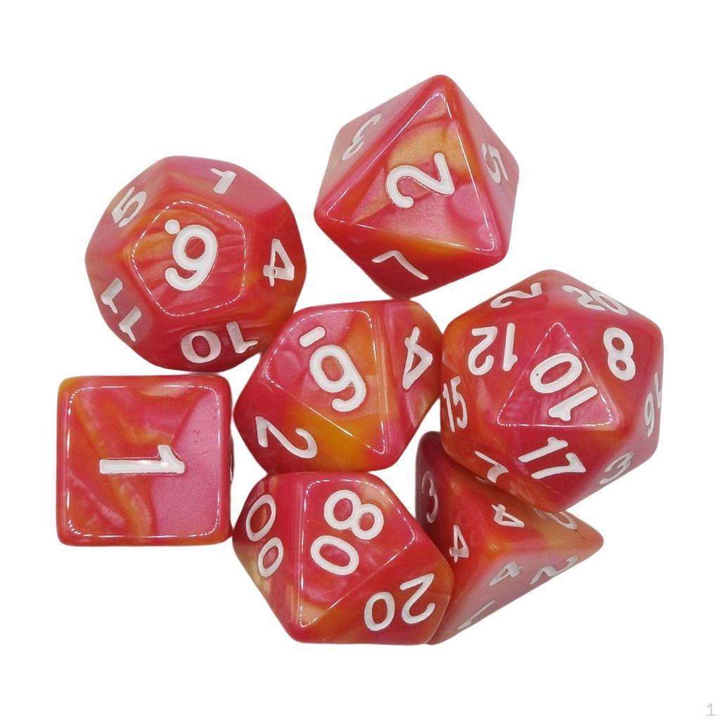 7 Pieces Acrylic Polyhedral Dices d6 d4 D8 D10 D12 D20 Gifts Board Game Props Durable for Role