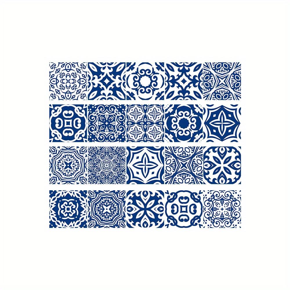 20pcs Classic Flower Textured Tile Wall Stickers Ecorative Tile Stickers Waterproof Self-Adhesive Removable and Easy To Clean Window Stickers