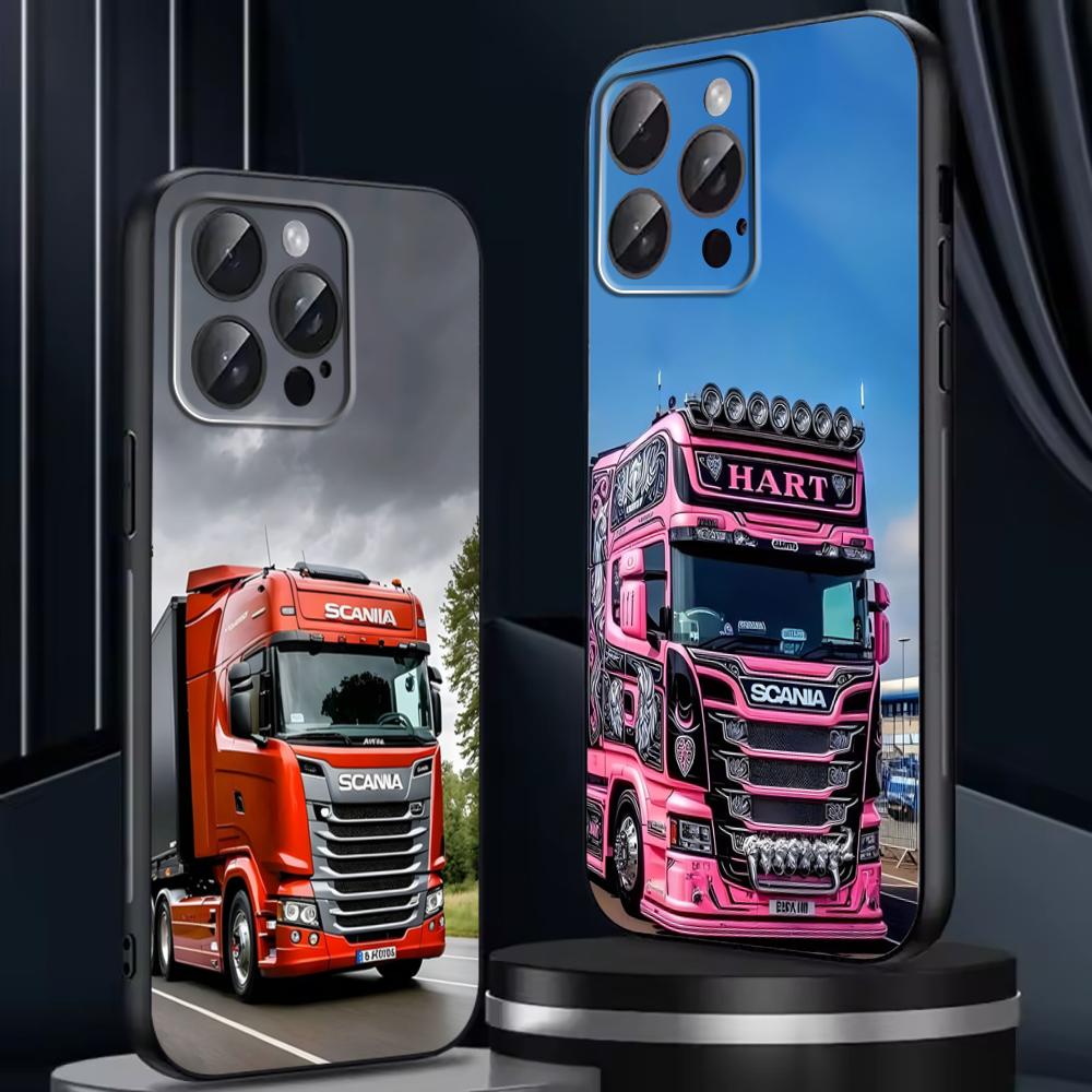 S-Scania TruxES Phone Case For iPhone 16 16e 15 14 13 12 11 Plus Mini Pro Max Soft Black Shockproof Cover