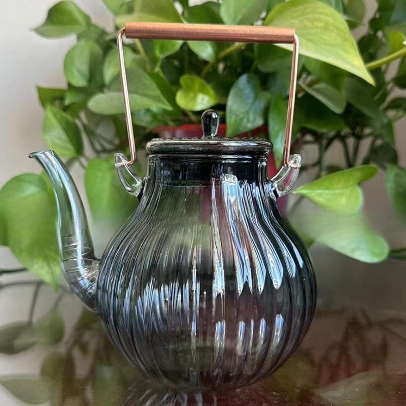 Copper Handle Chrysanthemum Petal High Borosilicate Teapot