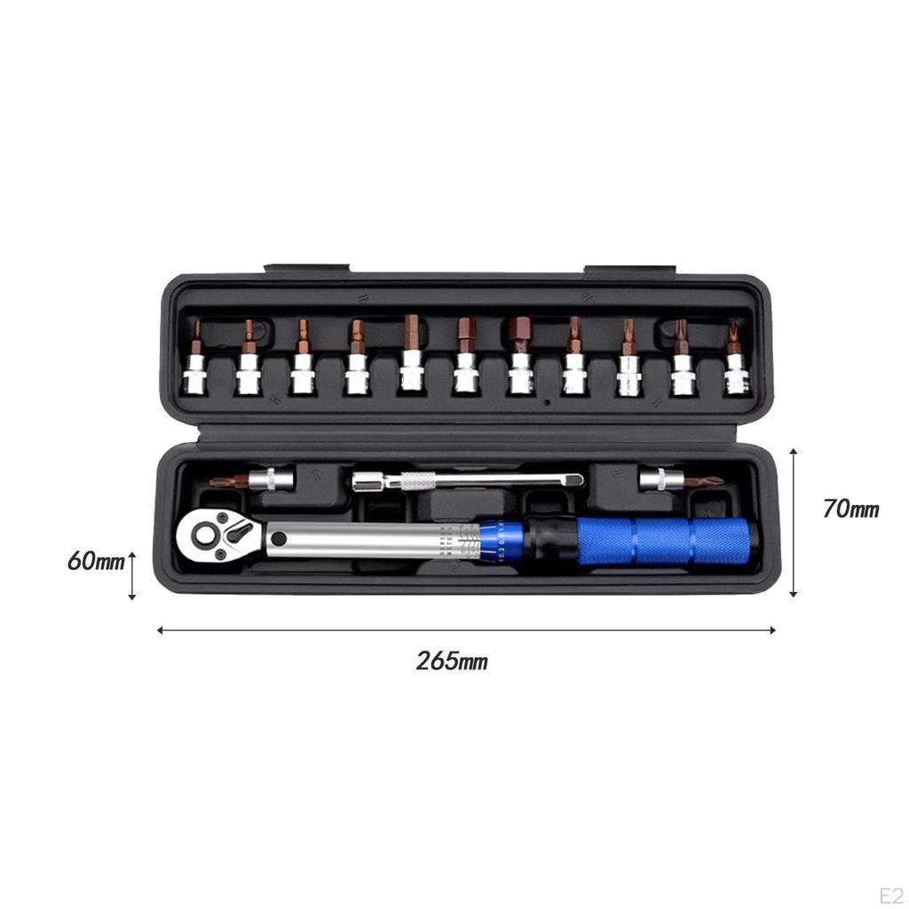 16 Pieces 1/4'' Bike Torque Wrench Kit Multifunctional Bicycle Repair Tool