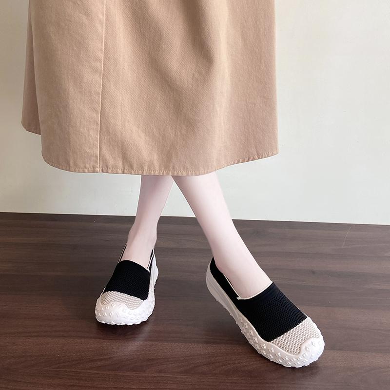 Fashion Knit Loafers for Women Mesh Comfortable Slip On Casual Breathable Outdoor Walking Shoes Ladies Lightweight Sneakers