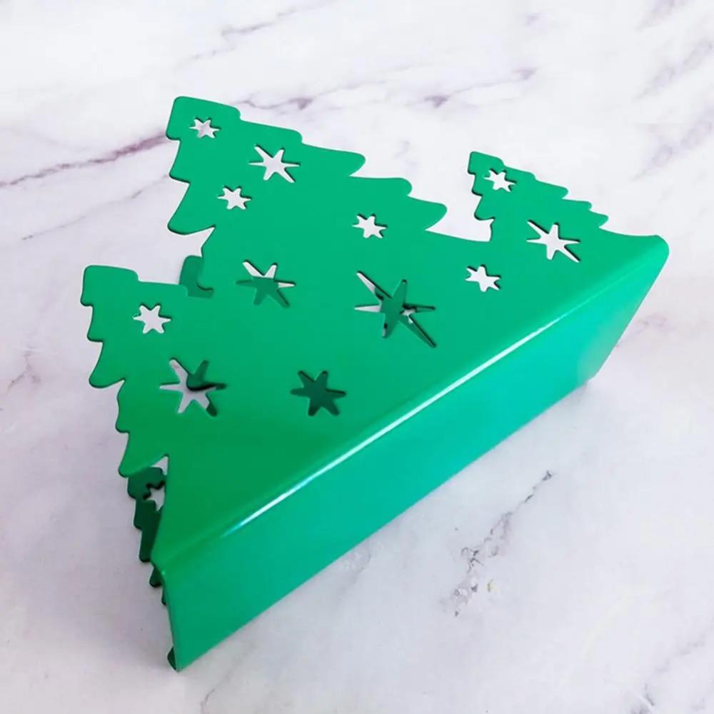 Vertical Christmas Tree Shaped Napkin Holder Hollow-Out Stainless Steel Napkin Stand Decorative Rustproof Napkin Storage Rack