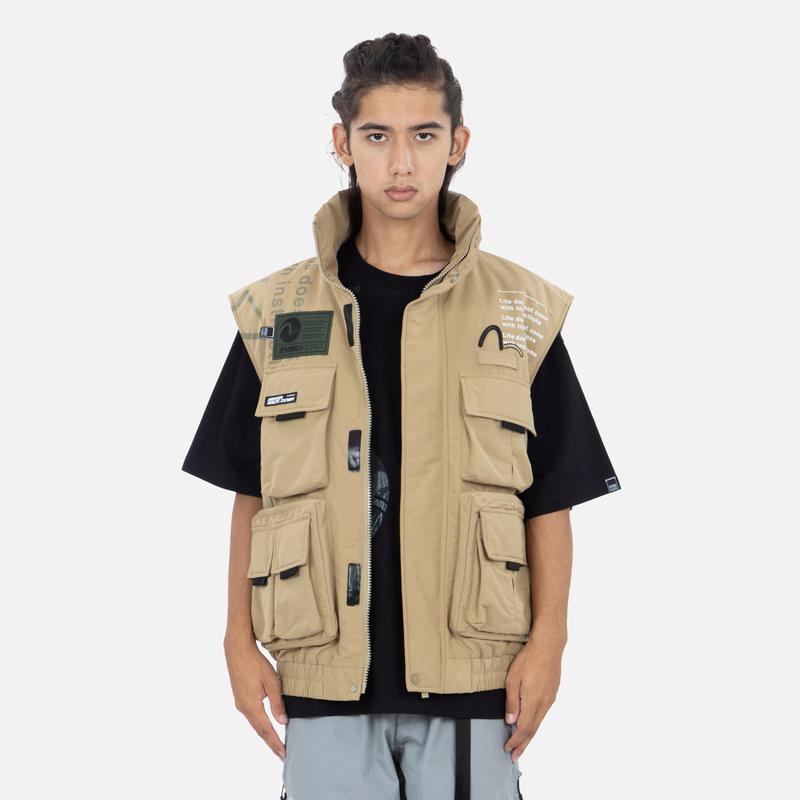Fukushin Evisu FW22 Multi-Pocket Layered Vest Men Vest Beige 2EAGNM2VS732OSPQBEIG