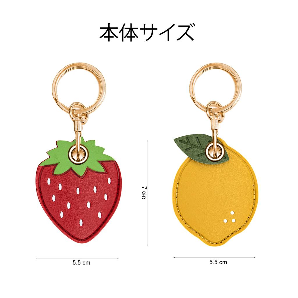 AirTag Case Keychain Key Ring Strawberry Lemon Cute Strawberry Fruit Fruit Leather Full Protection Shockproof Lightweight Thin [CATCH ON]