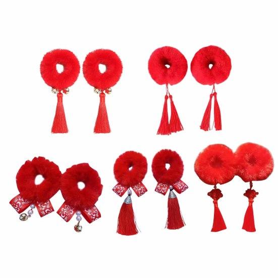 Scrunchies pentru păr Cadouri roșii Elasticitate ridicată Adorabil Anul Nou Chinezesc Legături de păr pentru copii