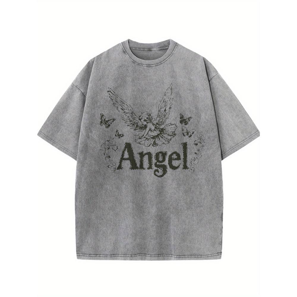 Angel Wings Butterflies Vintage Graphic Tee Streetwear Fashion rock gothic elements