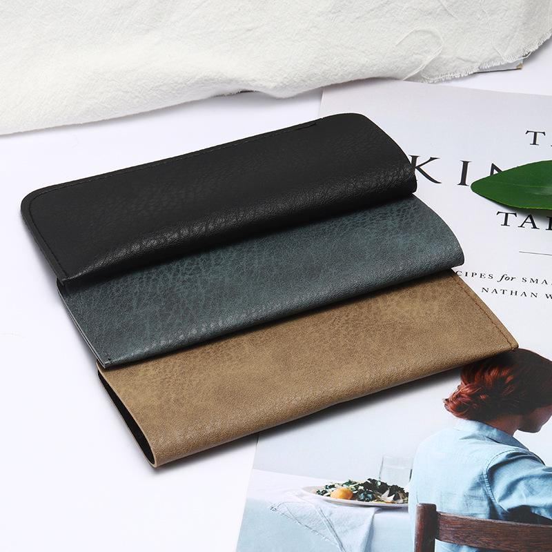 Hot Selling Soft Leather Waterproof Reading Glasses Pouch