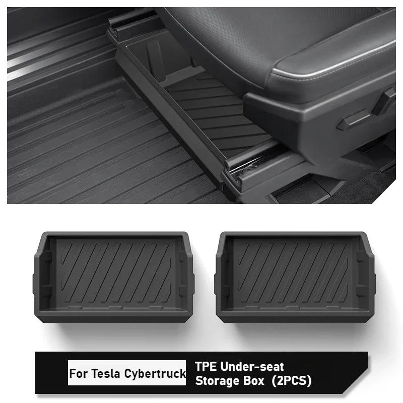 Under-seat Storage Box for Tesla Cybertruck 2024-2025 Car Accessories TPE Drawer Organizer Front Seat Lower Box Case Waterproof