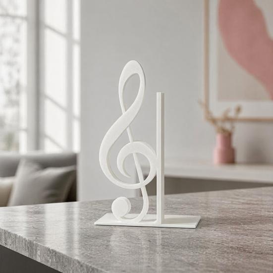 Treble Clef Table Ornament 3D Printed Music Note Bookend, Decorative Shelf Organizer, Modern Desk Decor for Home Book Office Study, Heavy Base Sturdy