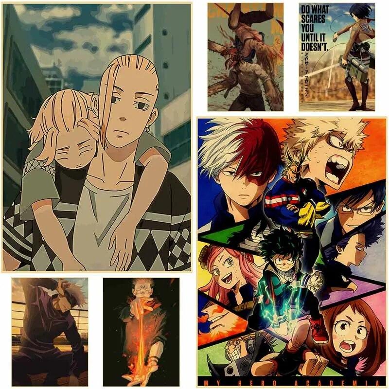 

Винтажная картина с персонажами аниме, ретро крафт-бумага, плакат «Токио Мстители», домашняя детская комната, кафе, бар, настенный художественный декор